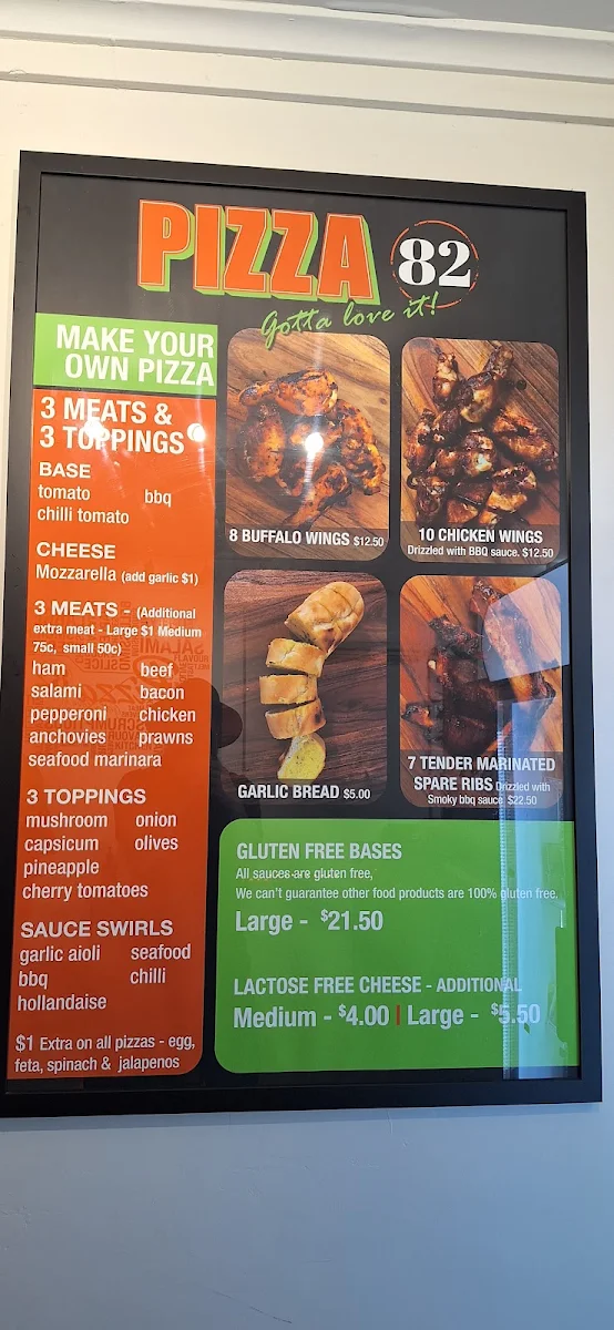 Menu, Pizza 82 Wamuran