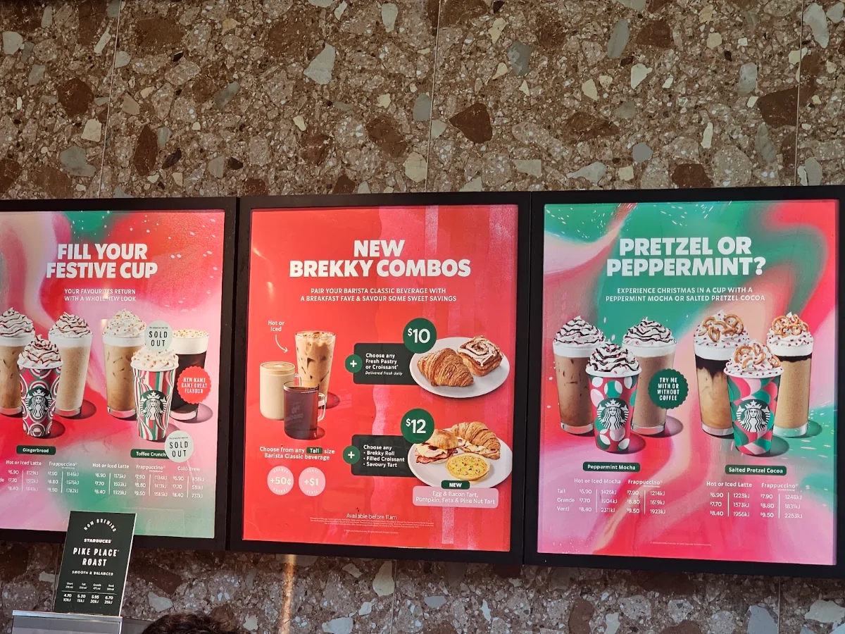 Menu, Starbucks Tarneit