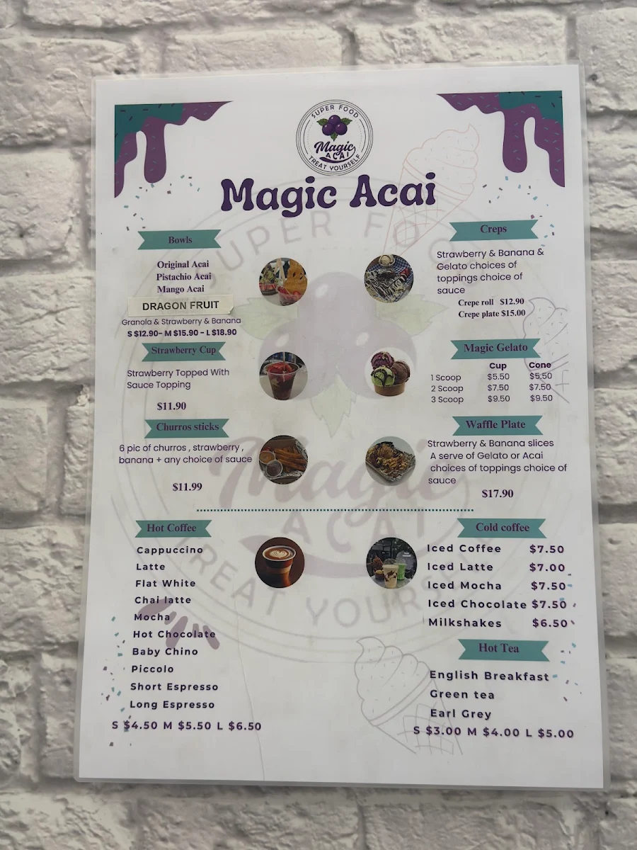 Menu, Magic Acai