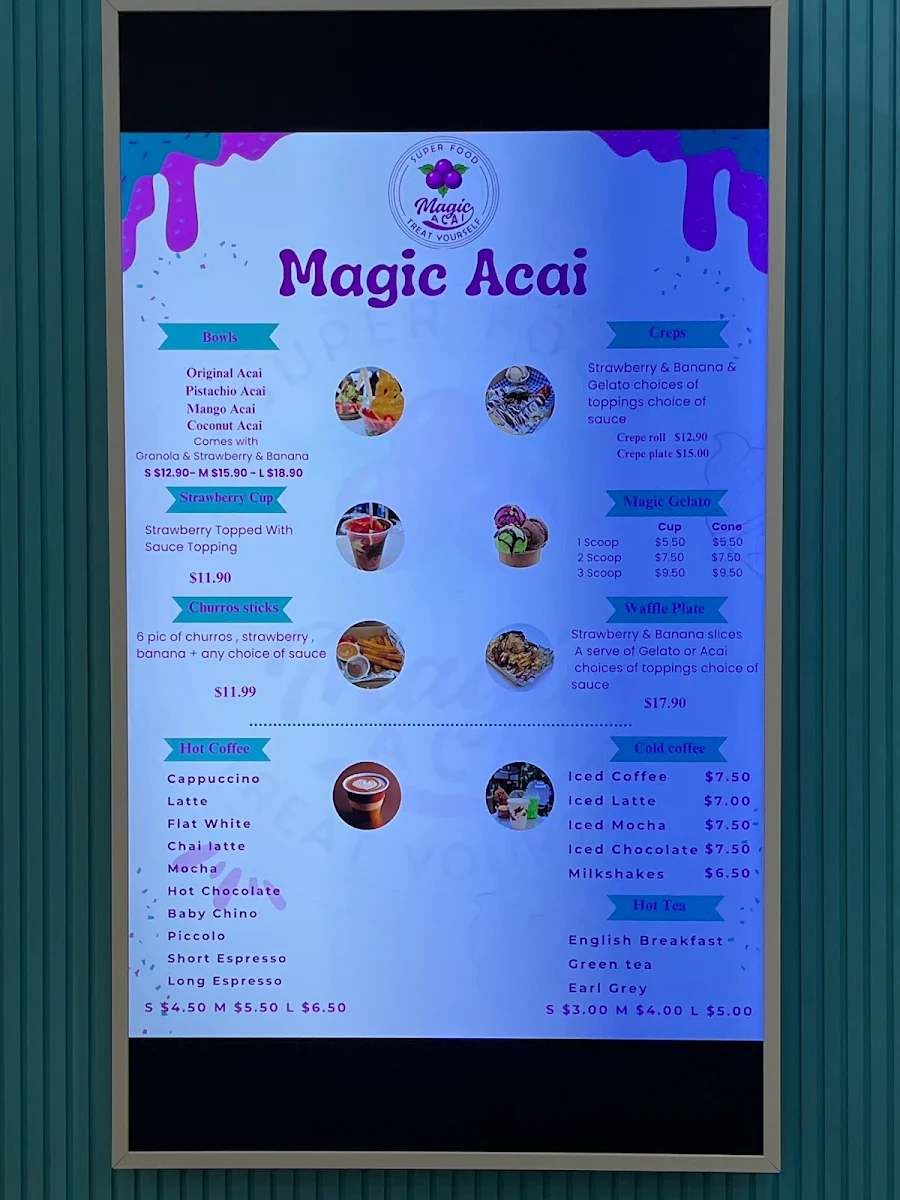 Menu, Magic Acai