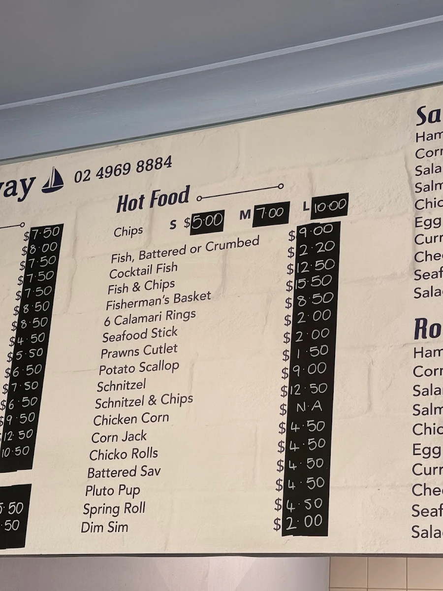 Menu, Harbourside Takeaway