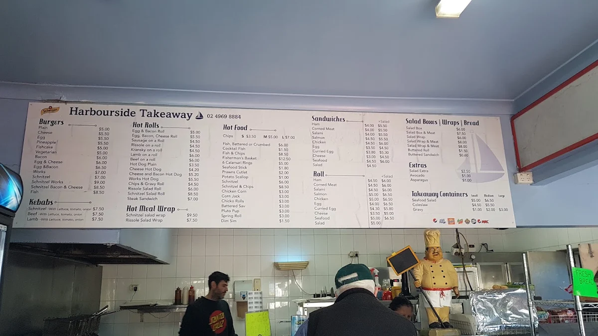 Menu, Harbourside Takeaway