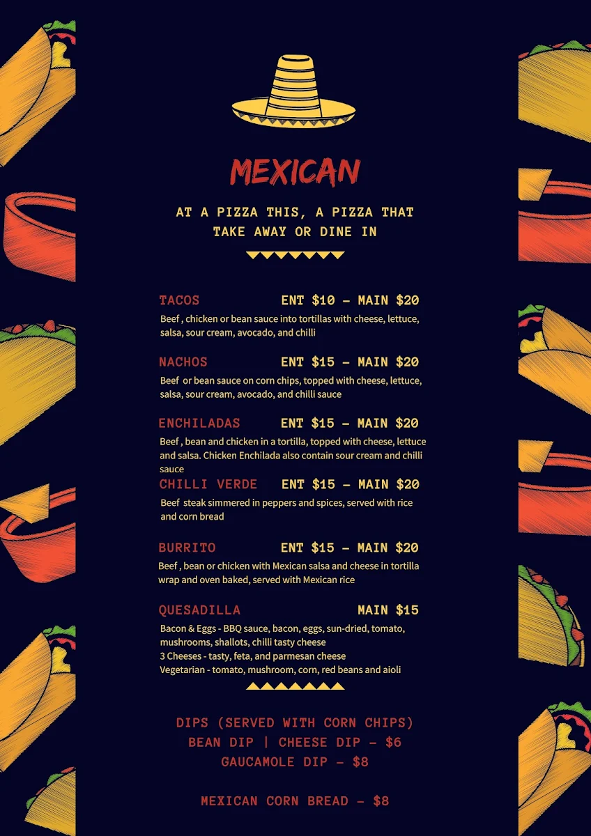 Menu, Pizza This Pizza That