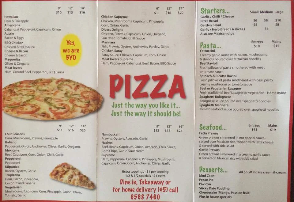 Menu, Pizza This Pizza That