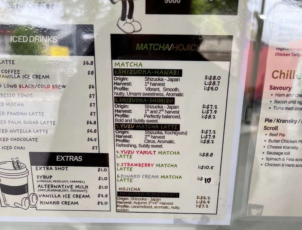 Menu, Noru Coffee