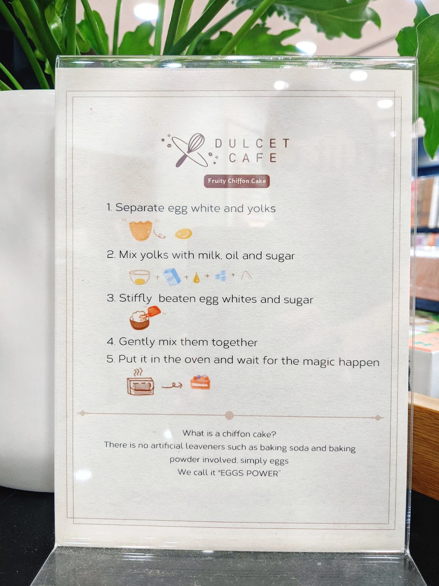 Menu, Dulcet Cafe