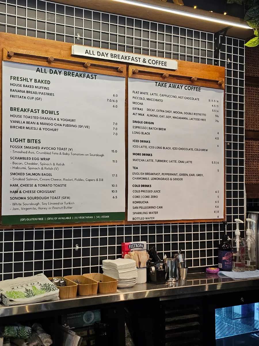 Menu, Fossix Pitt St