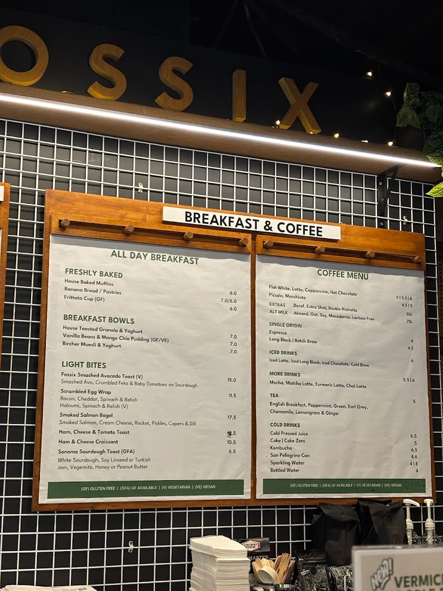 Menu, Fossix Pitt St