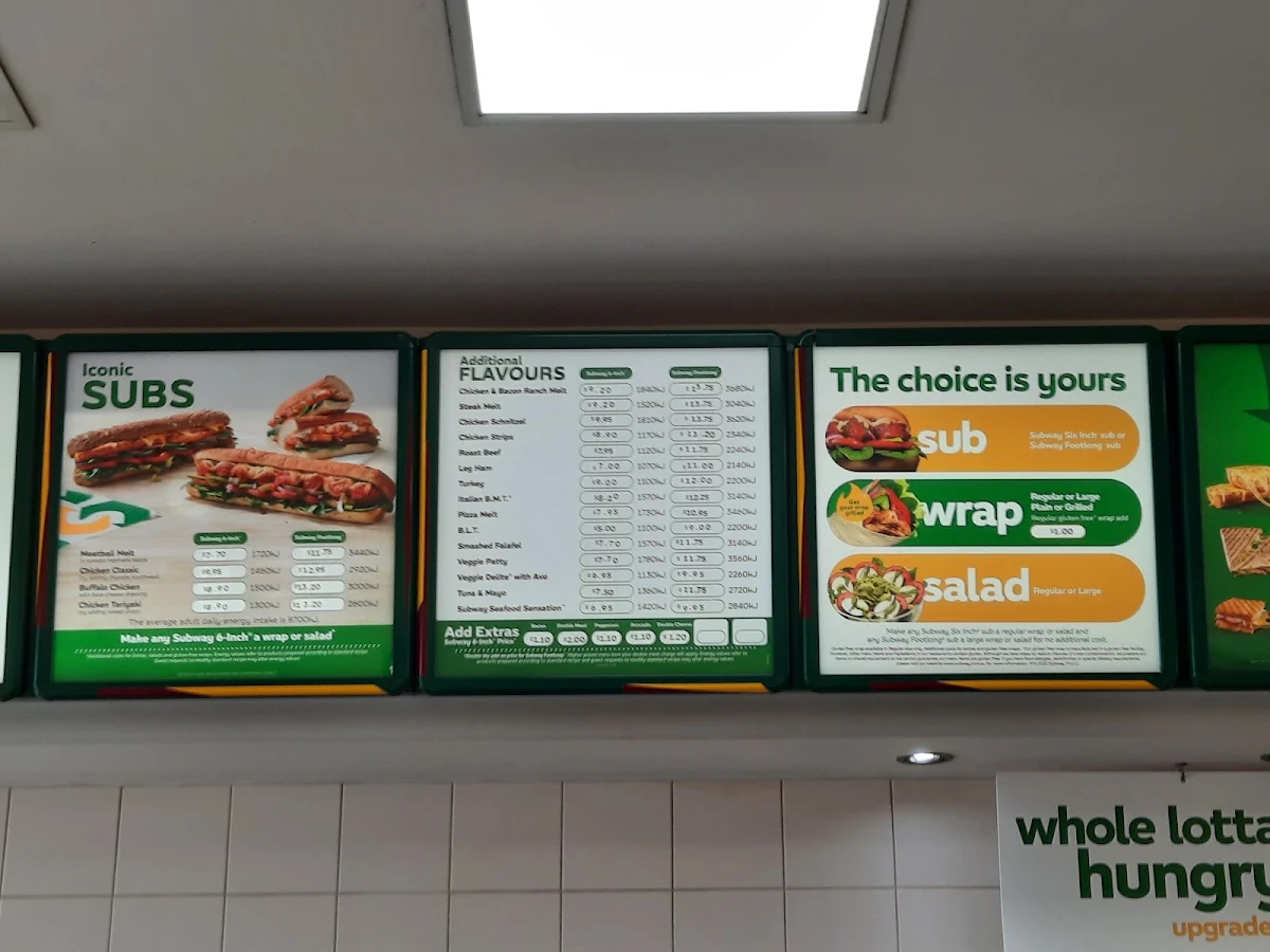 Menu, Subway