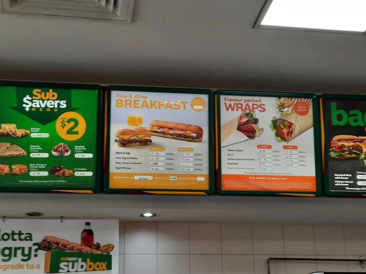 Menu, Subway
