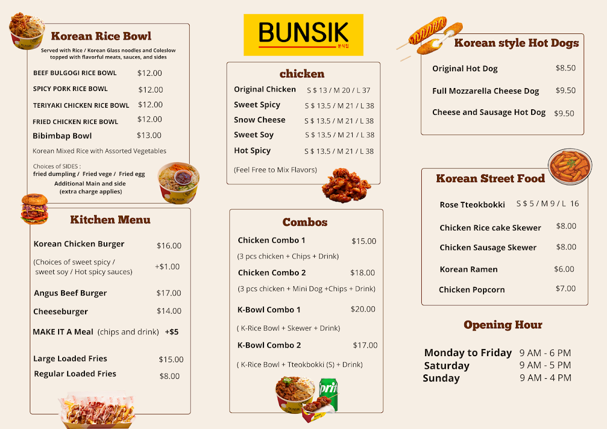 Menu, Bunsik