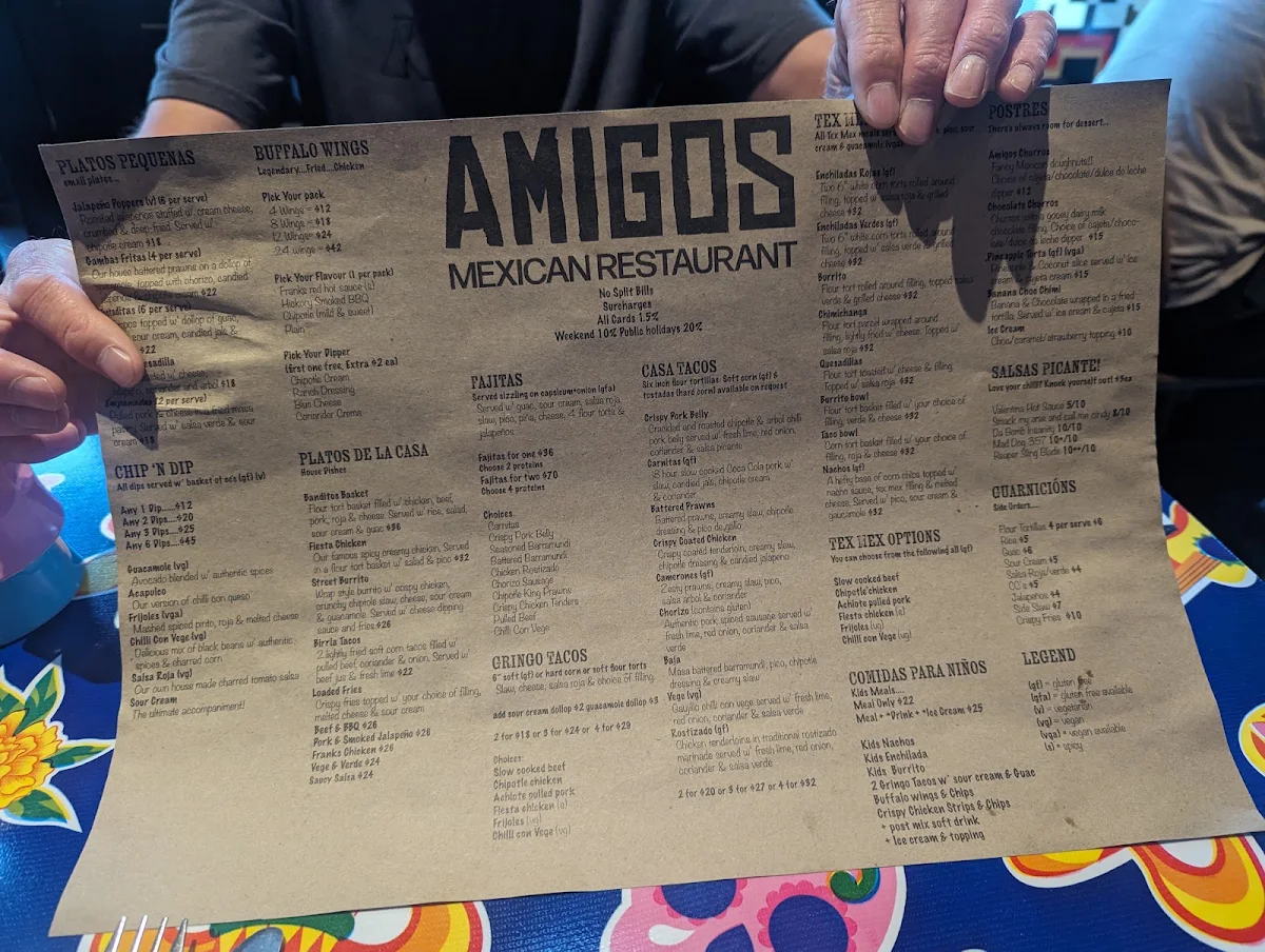 Menu, Amigos Mexican Restaurant