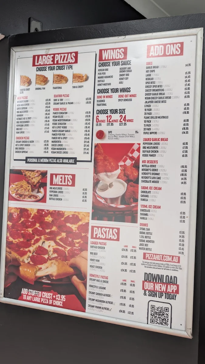 Menu, Pizza Hut Stanmore