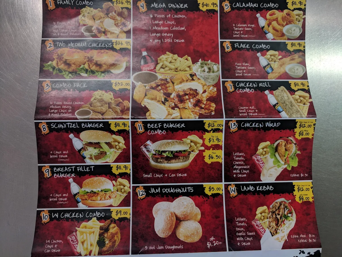 Menu, Derby's Rooster