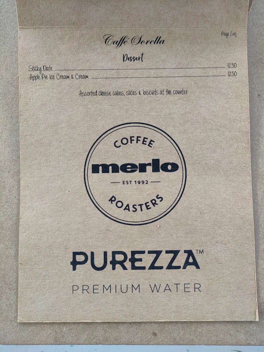 Menu, Caffe Sorella