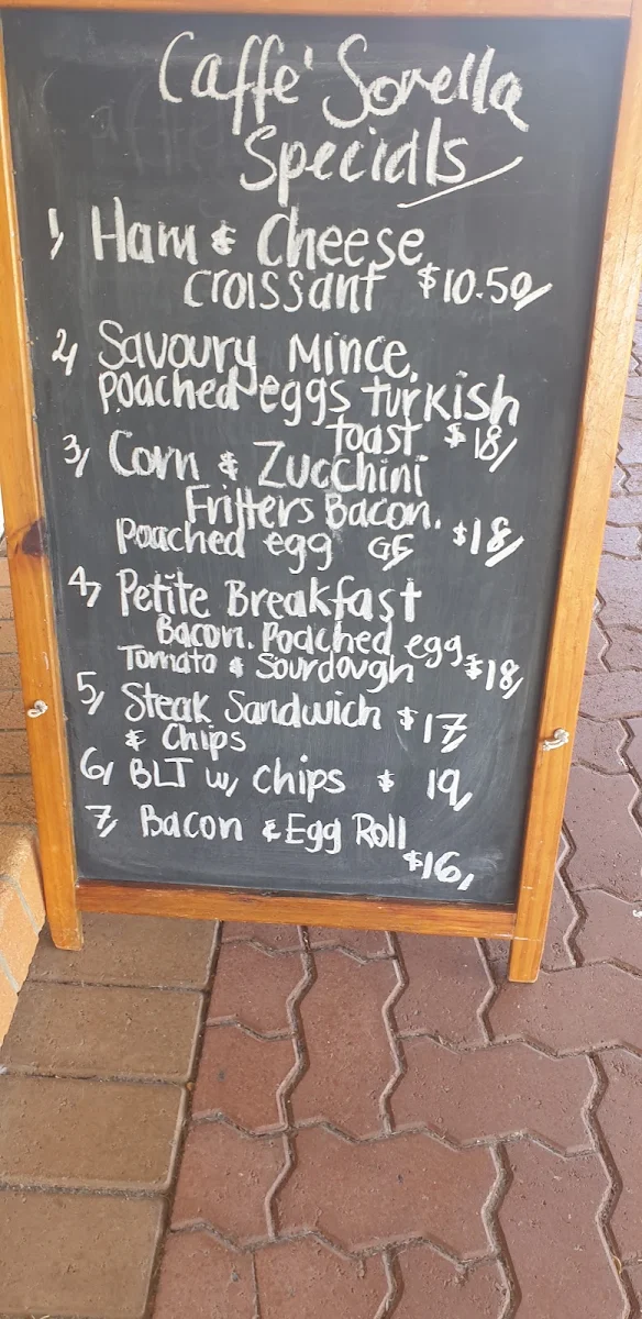 Menu, Caffe Sorella