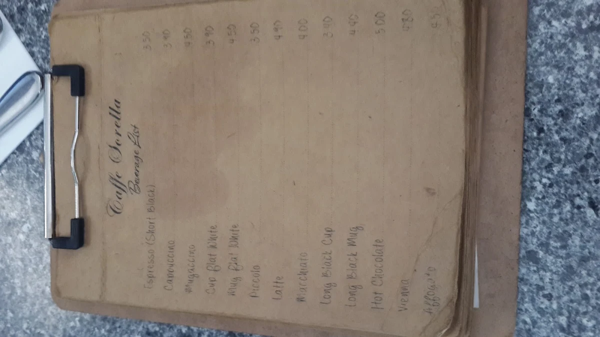 Menu, Caffe Sorella