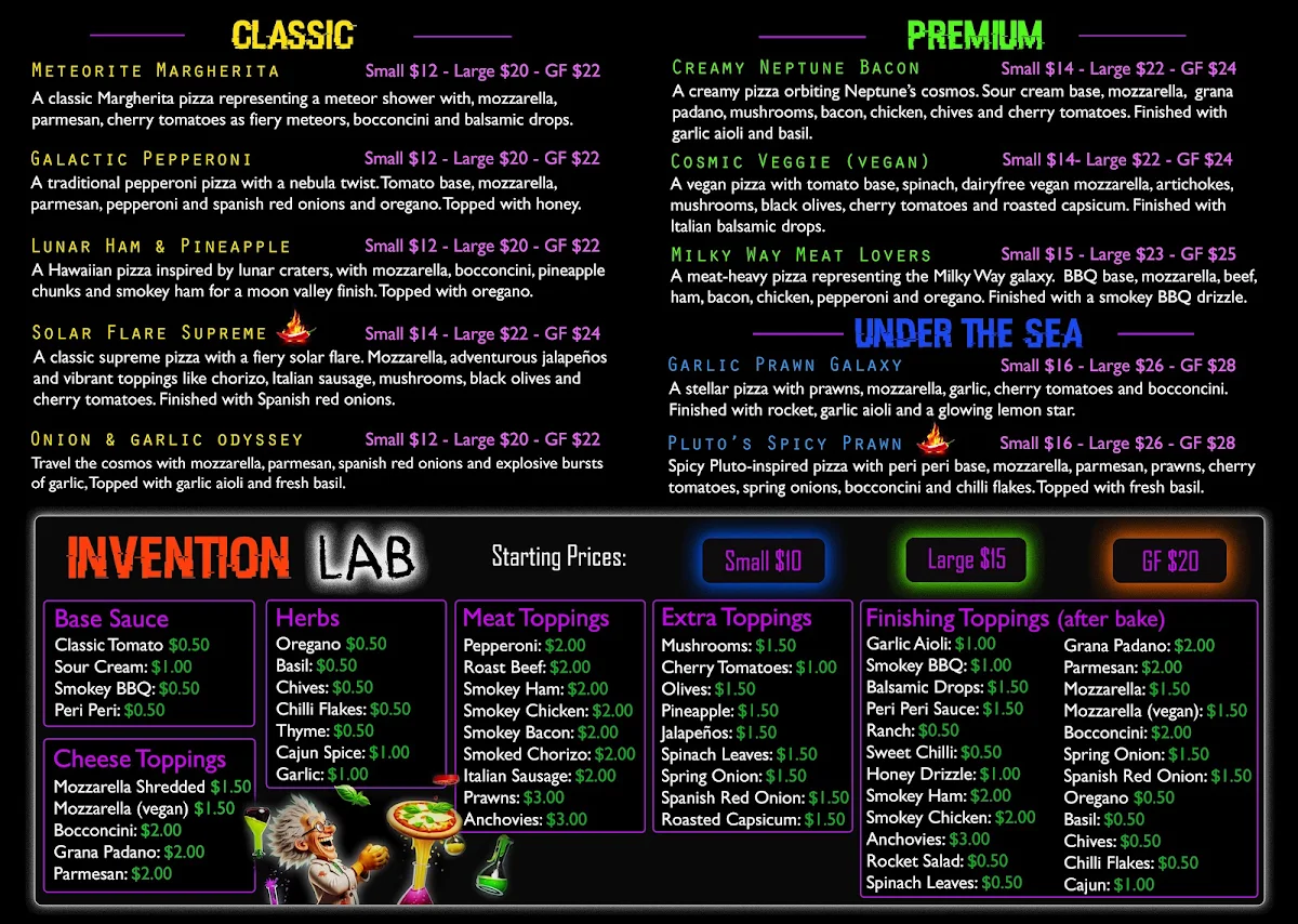 Menu, C&J's Pizza