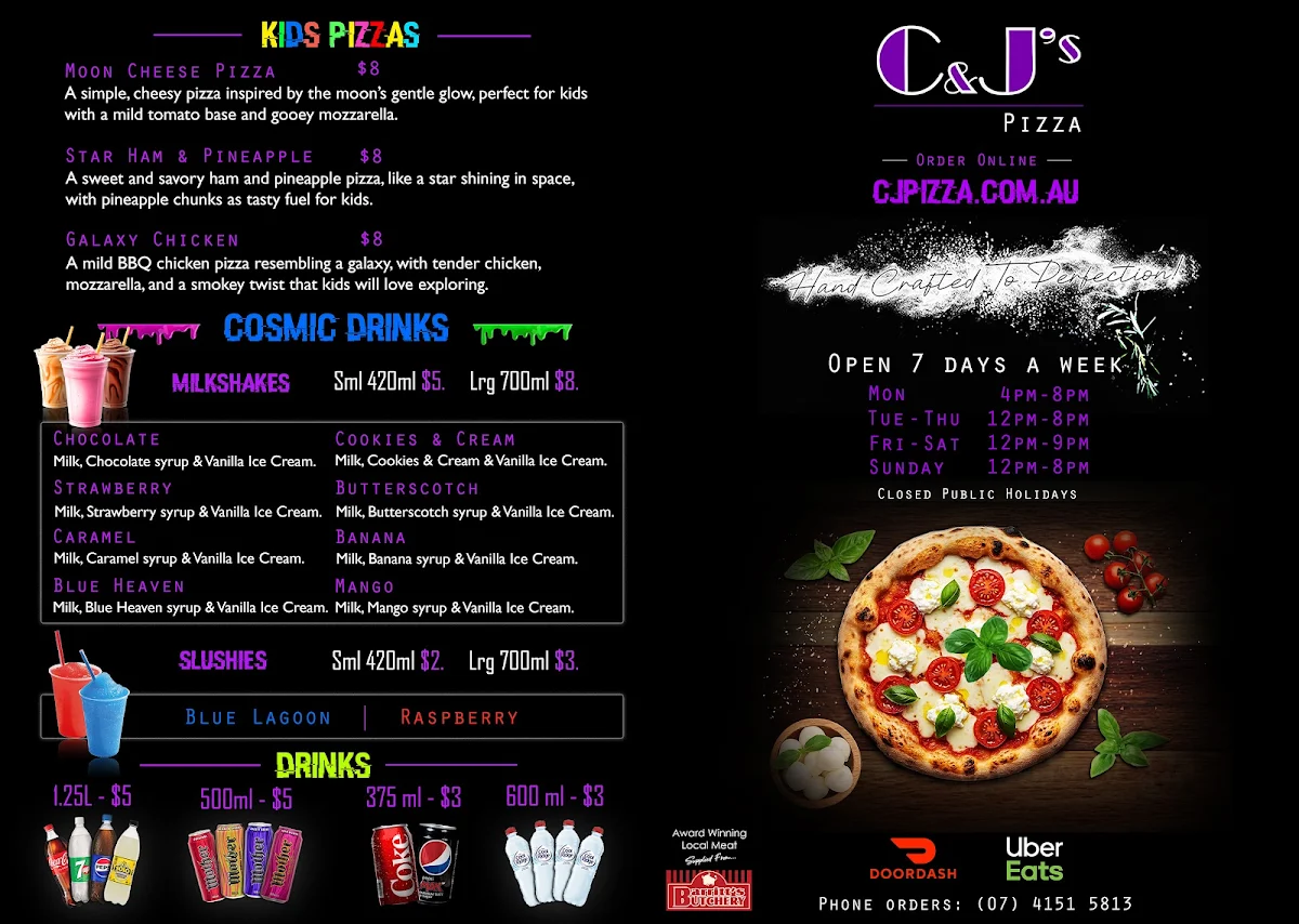 Menu, C&J's Pizza