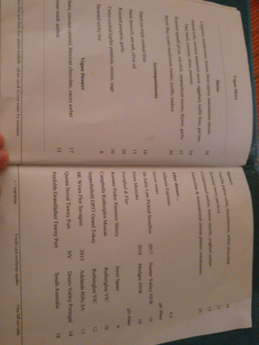 Menu, Azure Bar & Grill