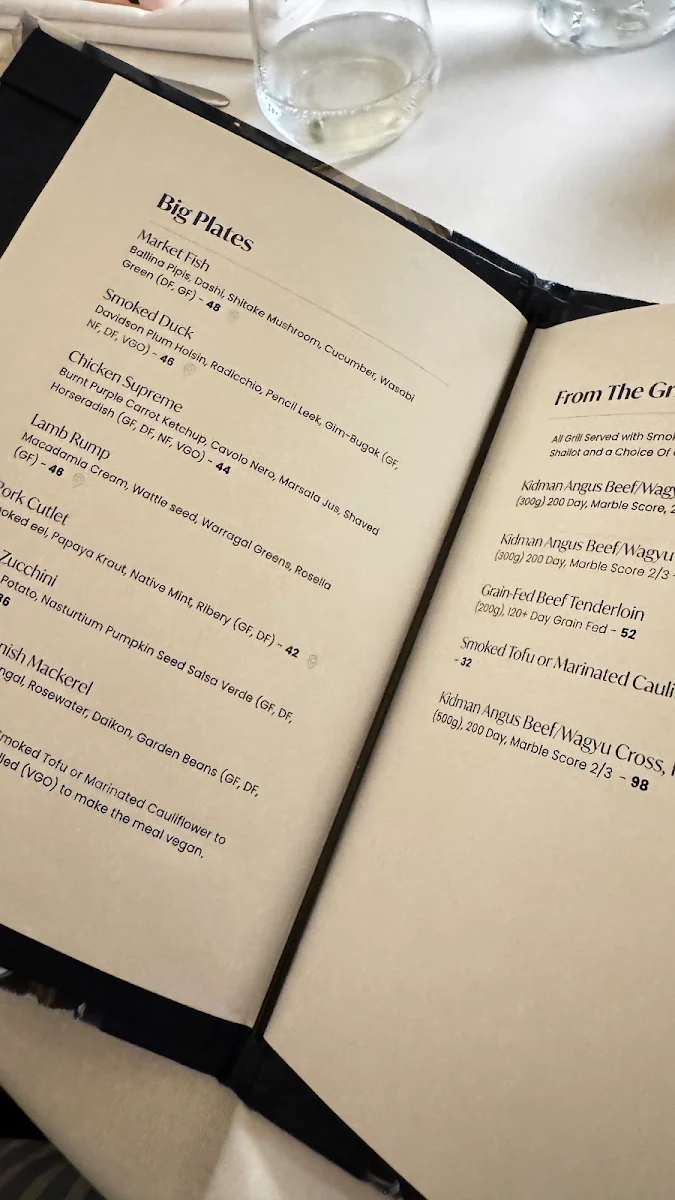 Menu, Azure Bar & Grill