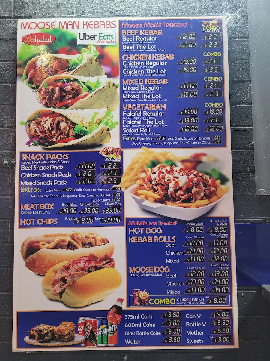Menu, The Moose Man Kebabs