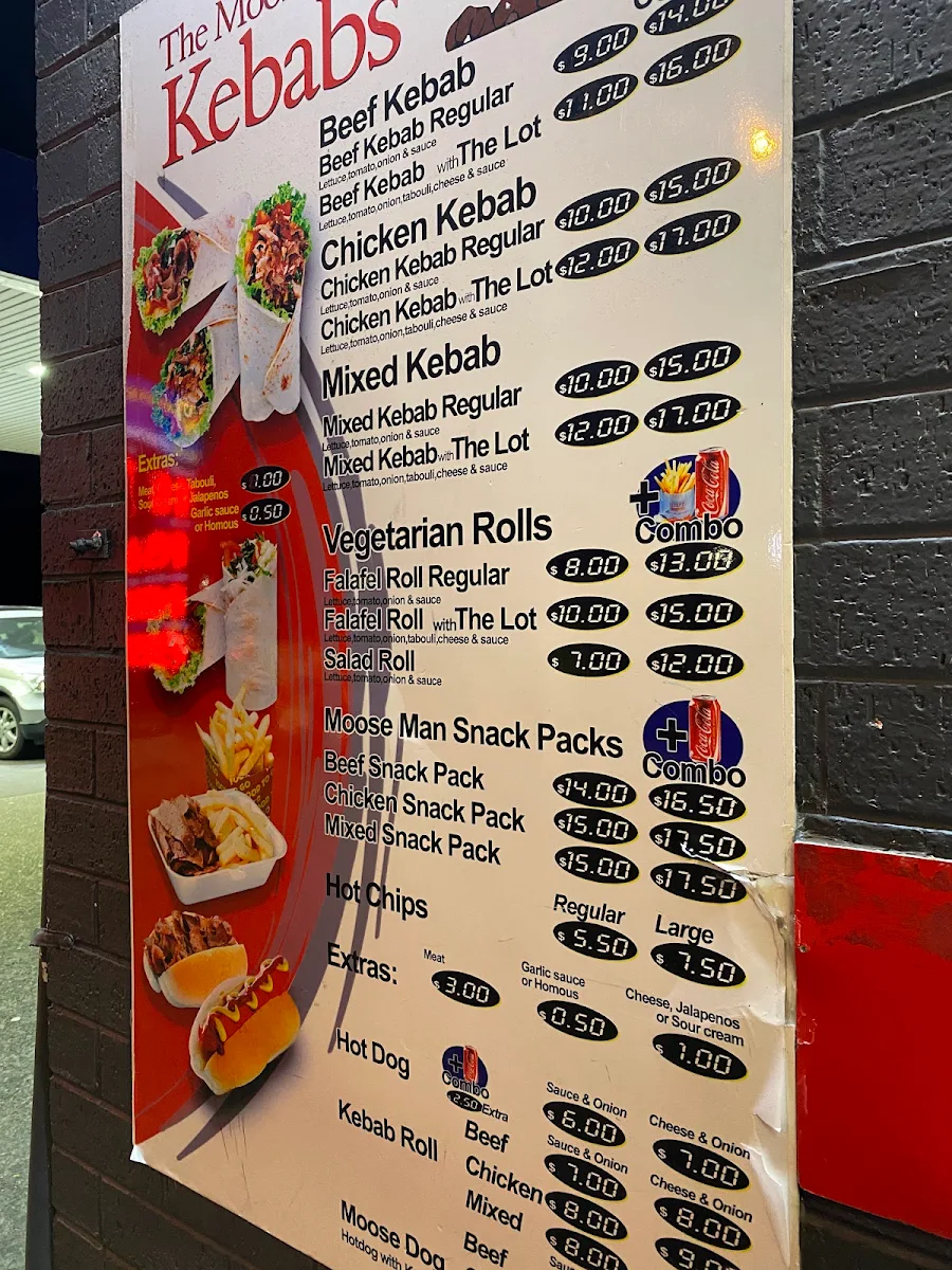 Menu, The Moose Man Kebabs