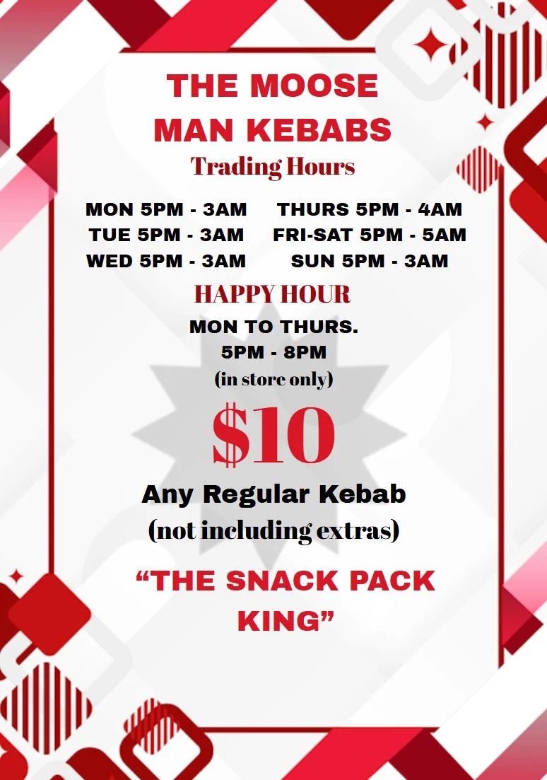 Menu, The Moose Man Kebabs