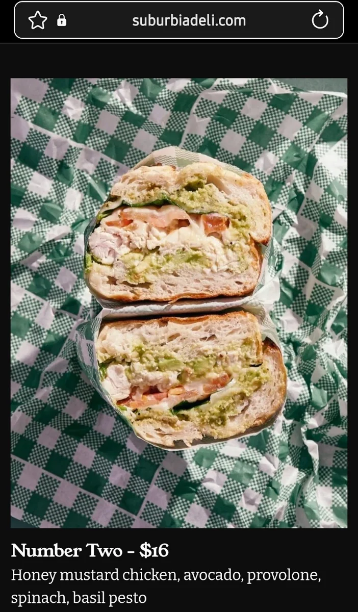 Menu, Suburbia Deli - Bentleigh
