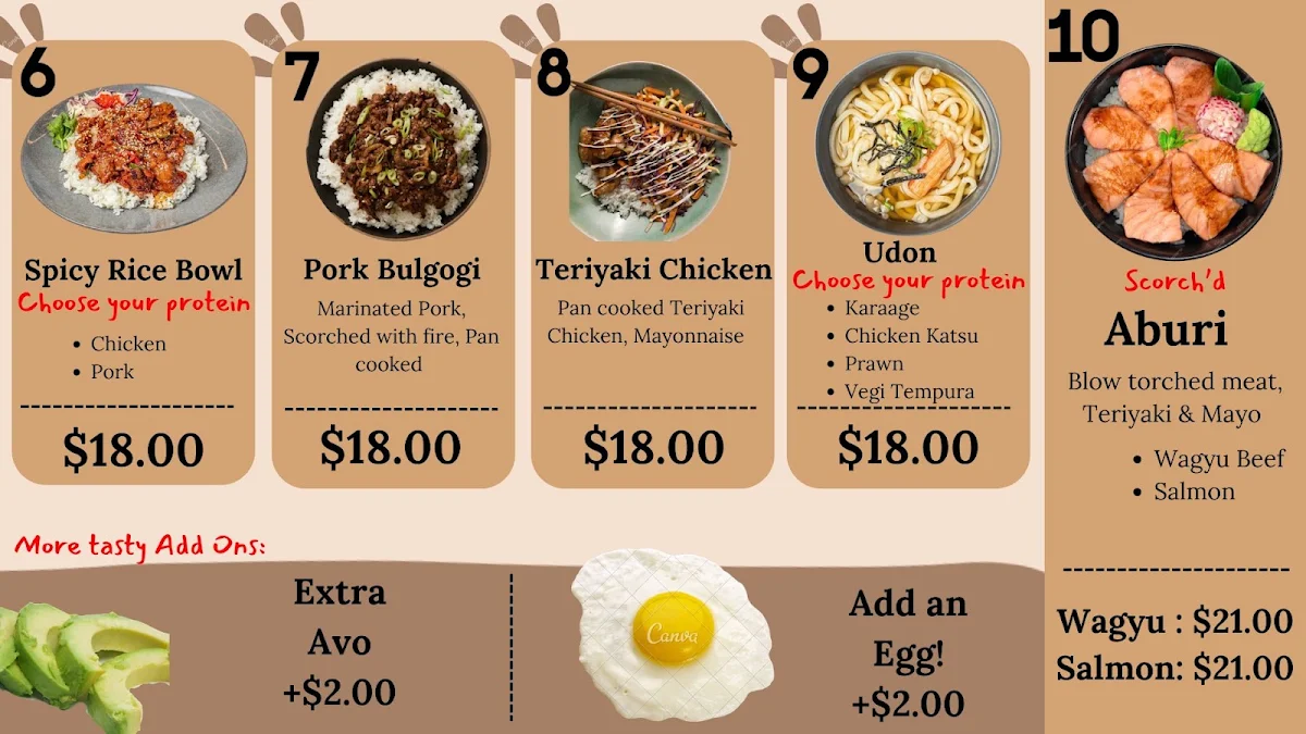 Menu, K-Chicken & Sushi