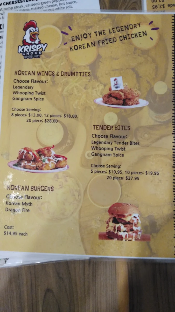 Menu, Krispy Chook