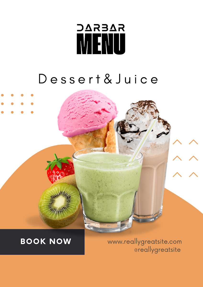 Menu, Darbar Restaurant