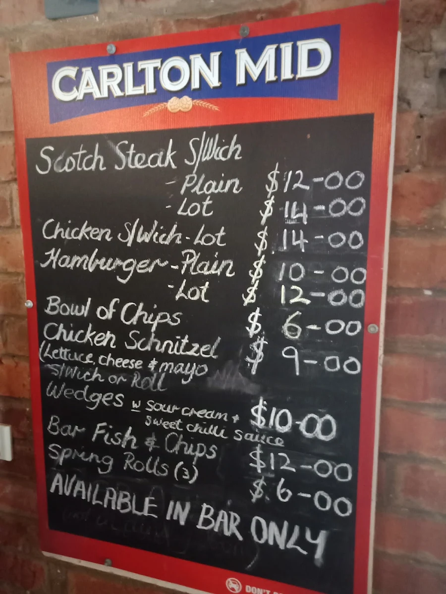 Menu, Devenish Railway Hotel