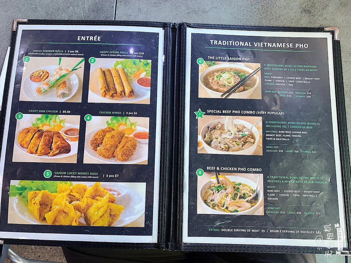 Menu, Little Saigon Pho