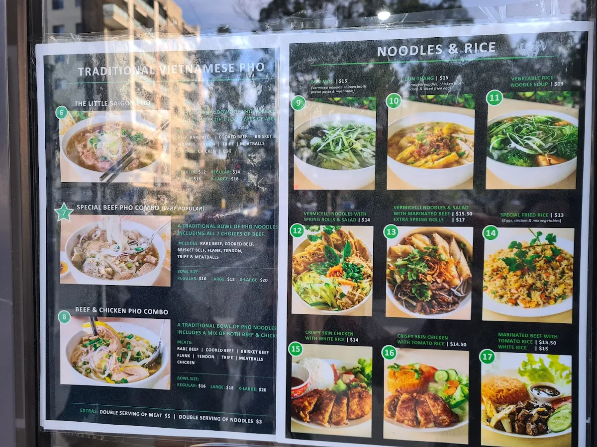 Menu, Little Saigon Pho