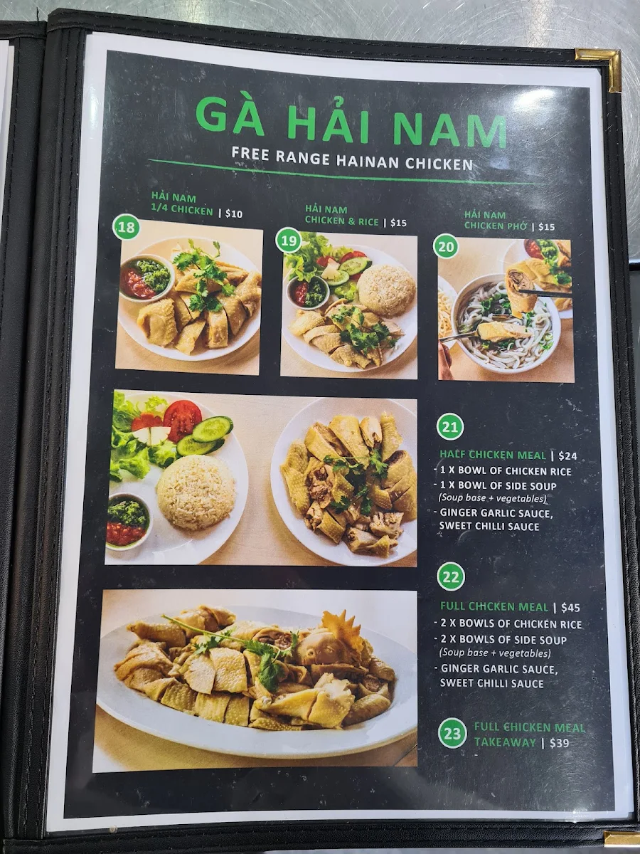 Menu, Little Saigon Pho