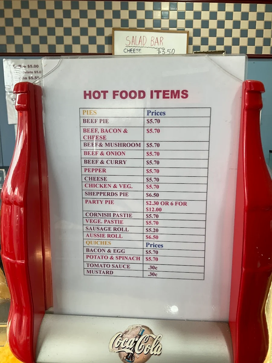 Menu, Ferntree Gully Bakery