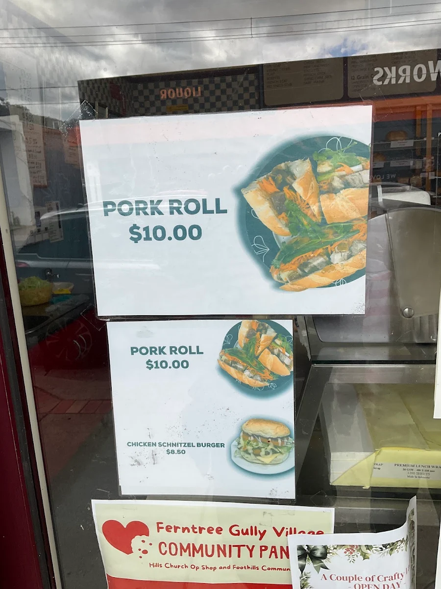 Menu, Ferntree Gully Bakery