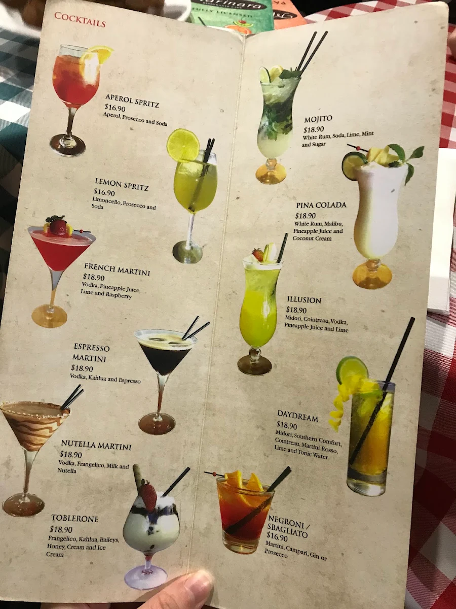 Menu, Marinara Trattoria