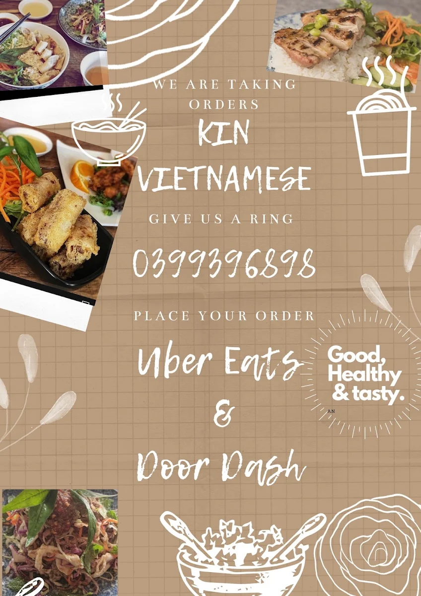 Menu, Kin Vietnamese Restaurant
