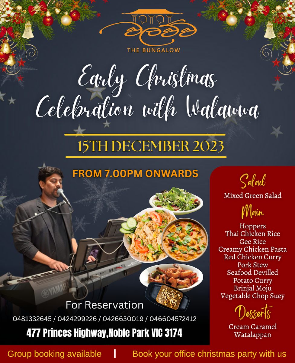 Menu, Walawwa Sandown Regency
