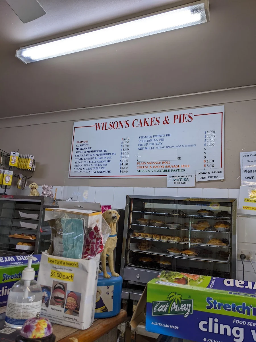 Menu, Wilson's Homemade Cakes and Pies