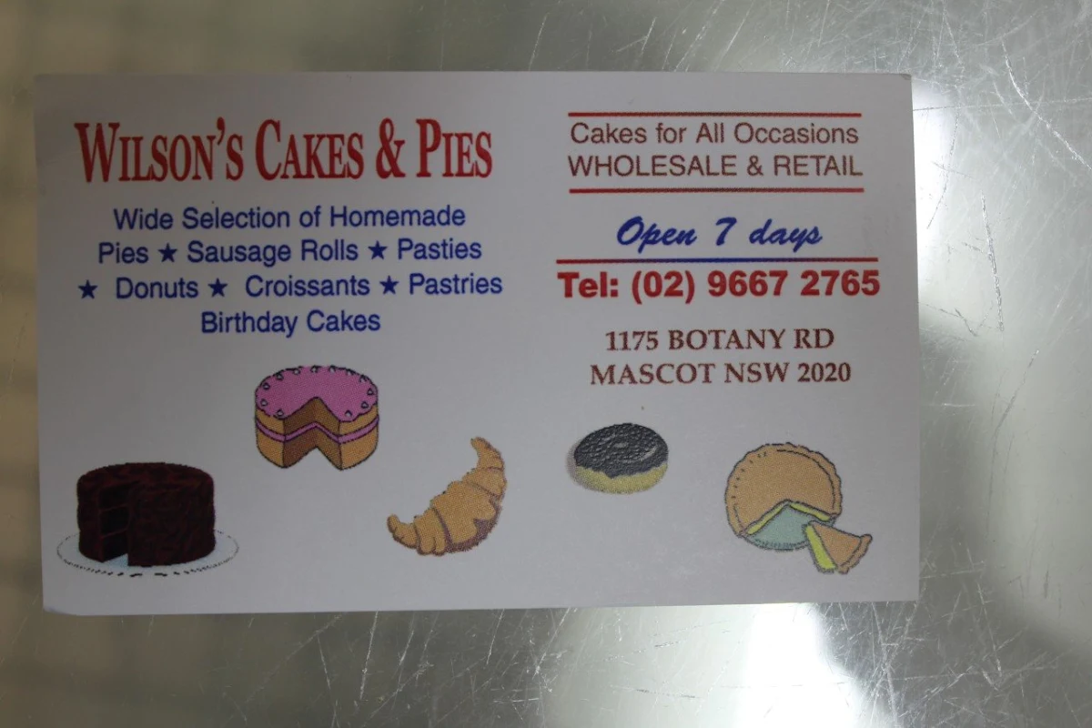 Menu, Wilson's Homemade Cakes and Pies