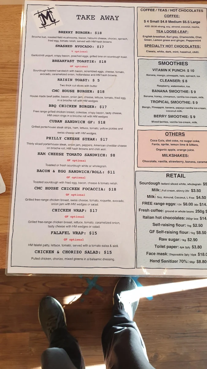 Menu, Cocoa Moon Cafe