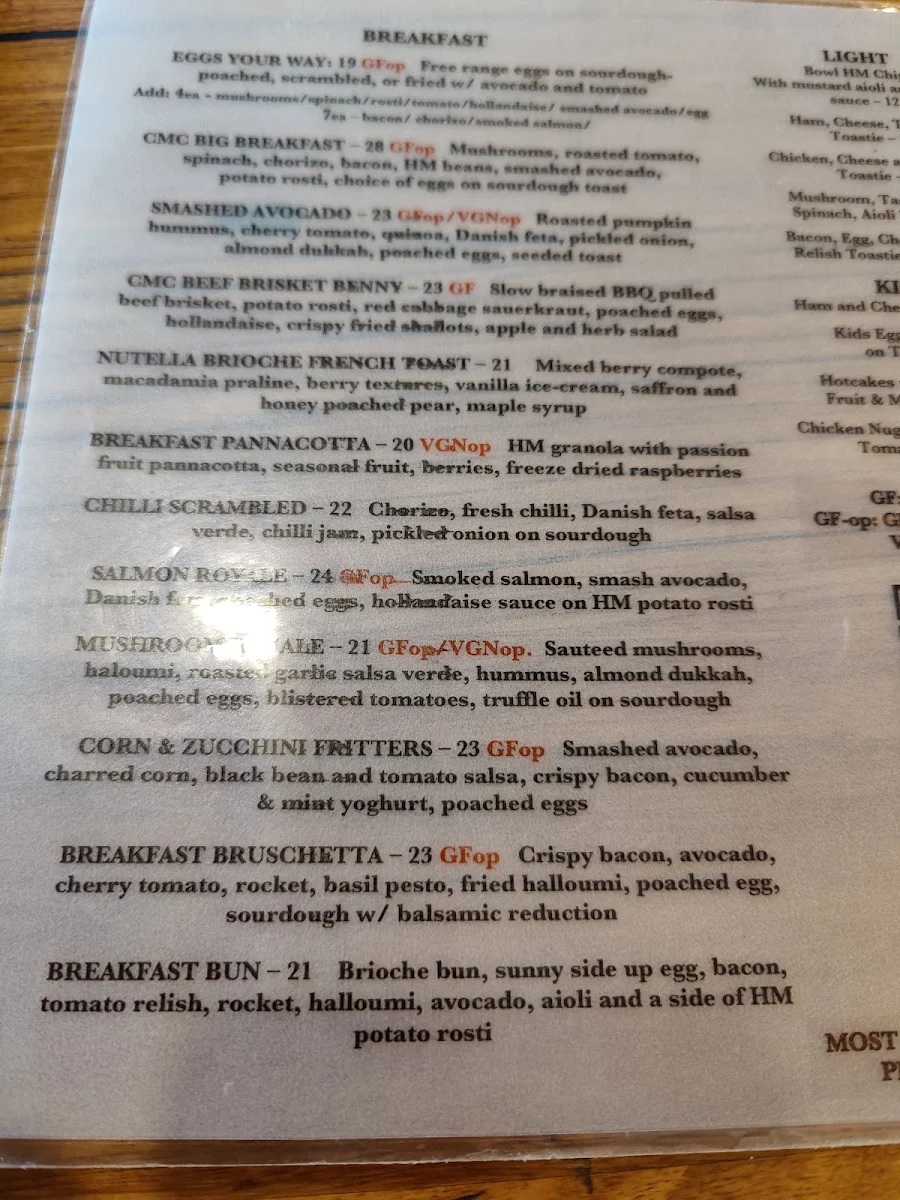 Menu, Cocoa Moon Cafe