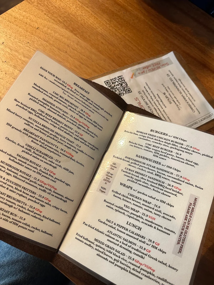 Menu, Cocoa Moon Cafe
