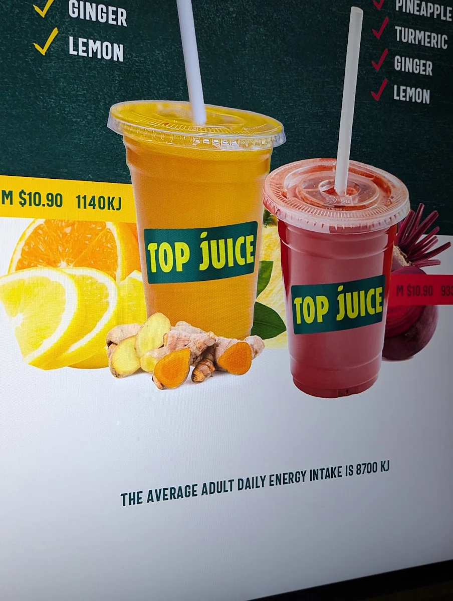Menu, Top Juice Parramatta Level 5