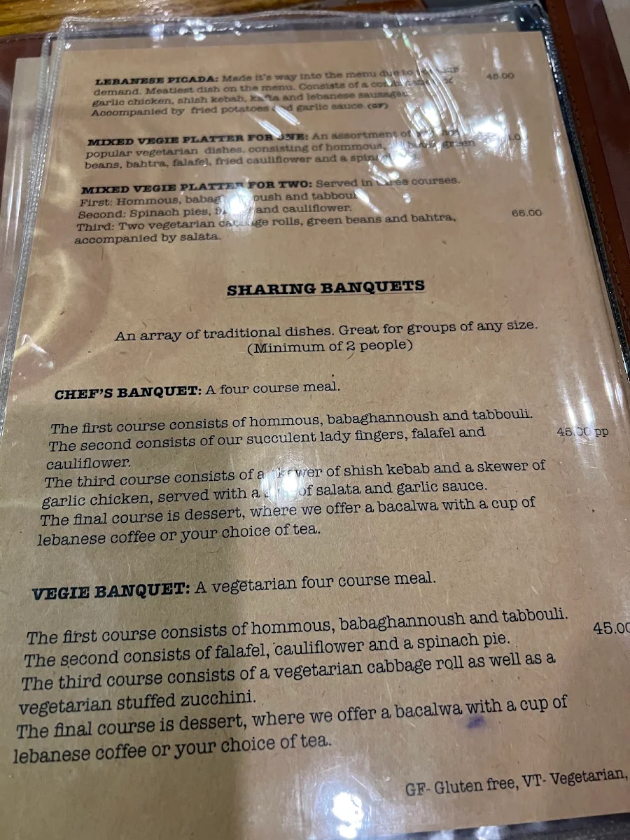 Menu, Lebanon & Beyond