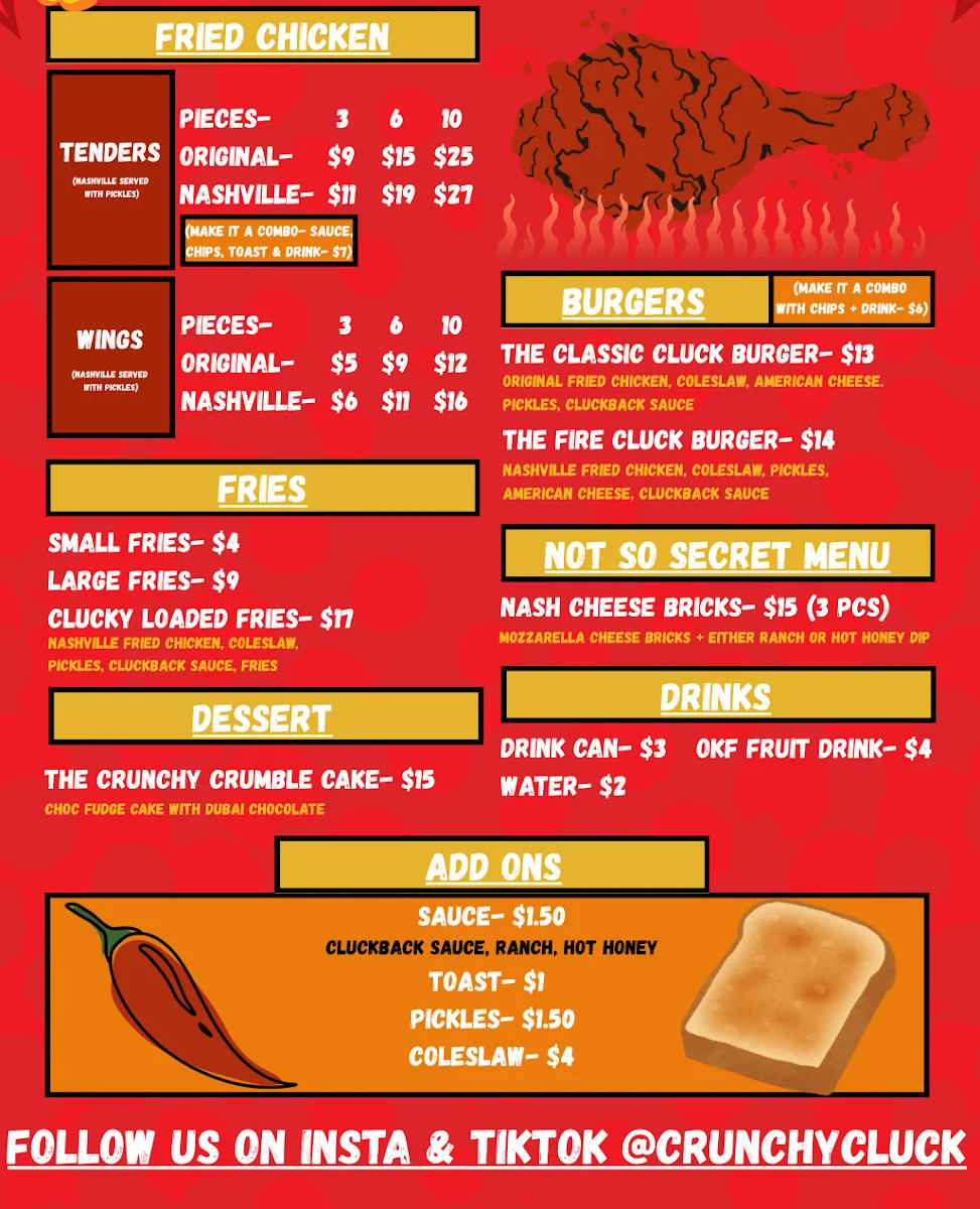 Menu, Crunchy Cluck