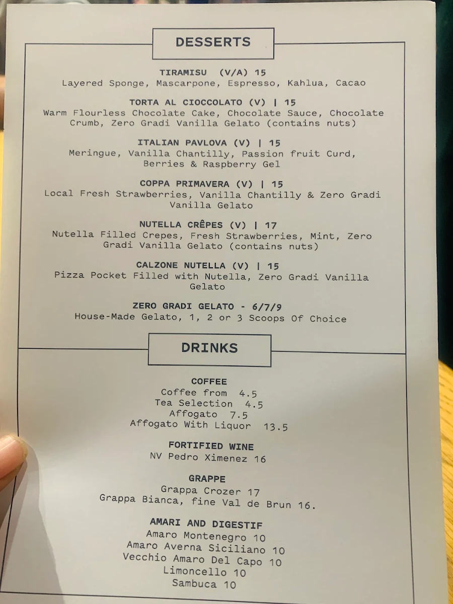 Menu, 400 Gradi - Essendon